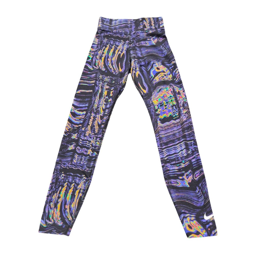Nike Sportswear Tight Fit Leggings XS Psychedelic Glitch‎ Print Multi-Color Yoga